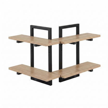 Floating Wall Shelf 2-Tier Wood 36.5x13.5x40cm