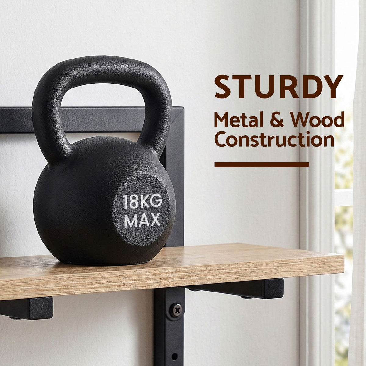 Floating Wall Shelf 2-Tier Wood 36.5x13.5x40cm