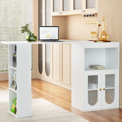 Bar Table Storage Cabinet Dining Wine Rack Home Office Desk Extendable