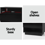 Bedside Table Led With 2 Shelves - Hana Black