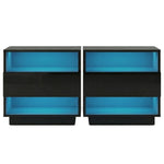 LED Bedside Tables 2 Pack 2 Shelves Black | HomeAndLiving