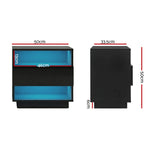 LED Bedside Tables 2 Pack 2 Shelves Black | HomeAndLiving