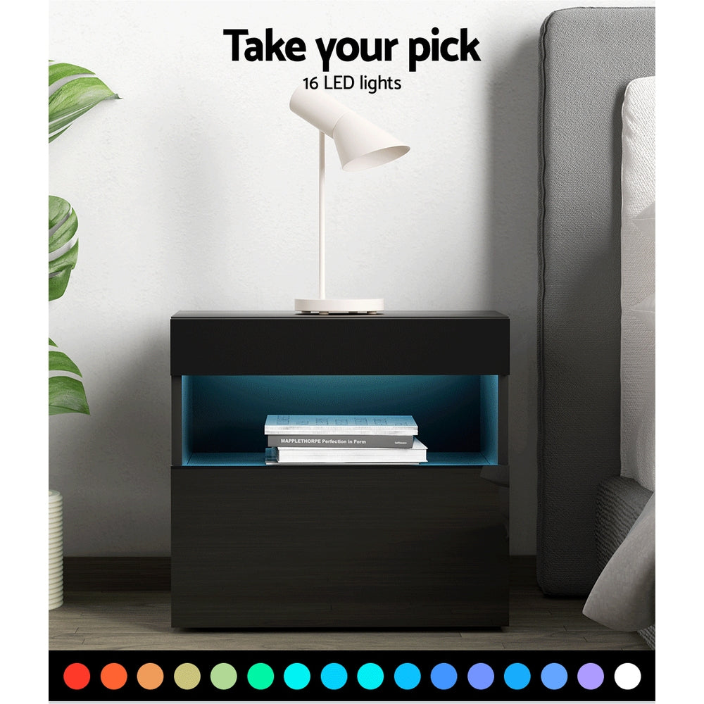 Bedside Table Led - Heres Black