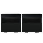 LED Bedside Tables Set 2 Black Drawers | HomeAndLiving