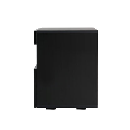 LED Bedside Tables Set 2 Black Drawers | HomeAndLiving