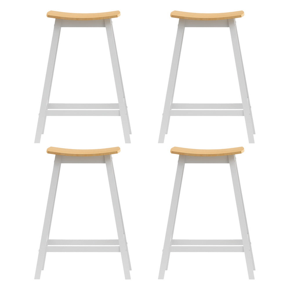 4X Bar Stools Wooden Chairs Oak