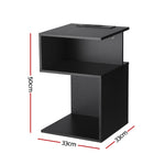 S-Shaped Bedside Table Charging Station Black | HomeAndLivin