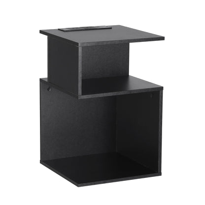 S-Shaped Bedside Table Charging Station Black | HomeAndLivin - 3