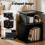 S-Shaped Bedside Table Charging Station Black | HomeAndLivin