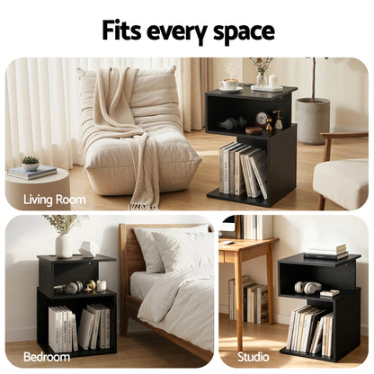 S-Shaped Bedside Table Charging Station Black | HomeAndLivin - 6