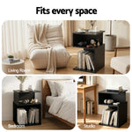 S-Shaped Bedside Table Charging Station Black | HomeAndLivin