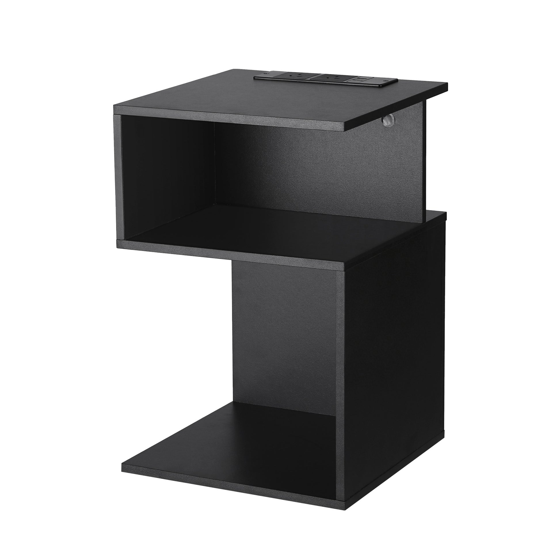 S-Shaped Bedside Table Charging Station Black | HomeAndLivin - 7