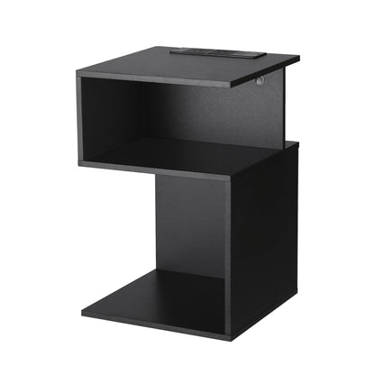 S-Shaped Bedside Table Charging Station Black | HomeAndLivin - 7