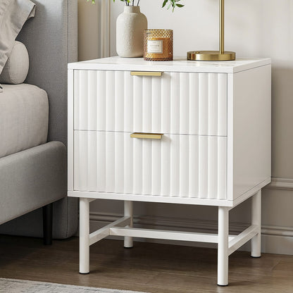 Bedside Table White Marble 43.5x39x55cm