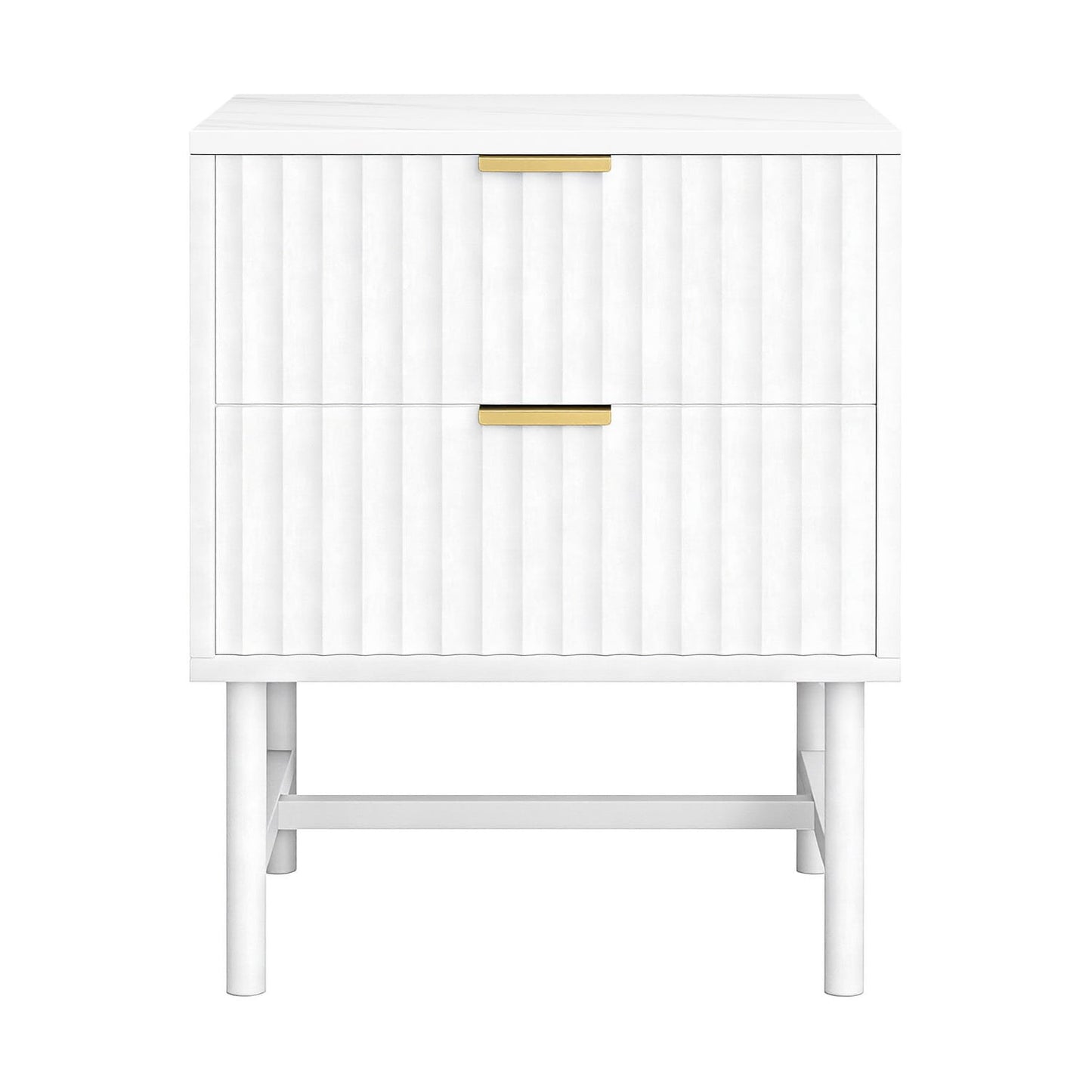 Bedside Table White Marble 43.5x39x55cm