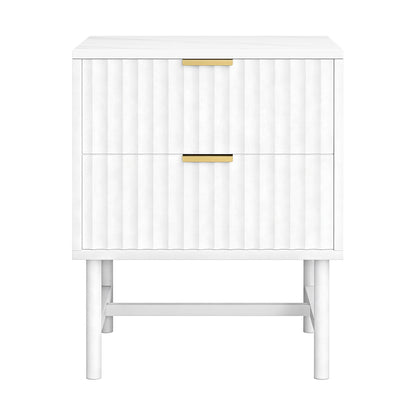 Bedside Table White Marble 43.5x39x55cm