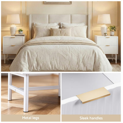 Bedside Table White Marble 43.5x39x55cm