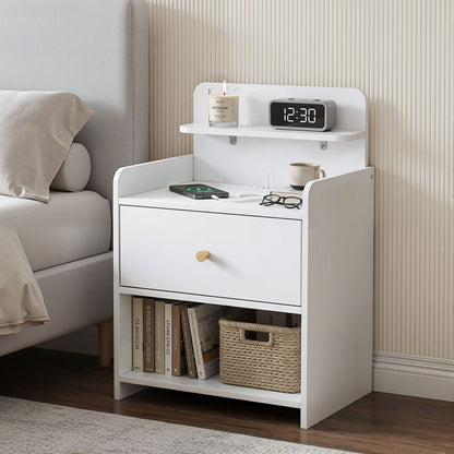 Bedside Table Charging Station Drawer White | HomeAndLiving
