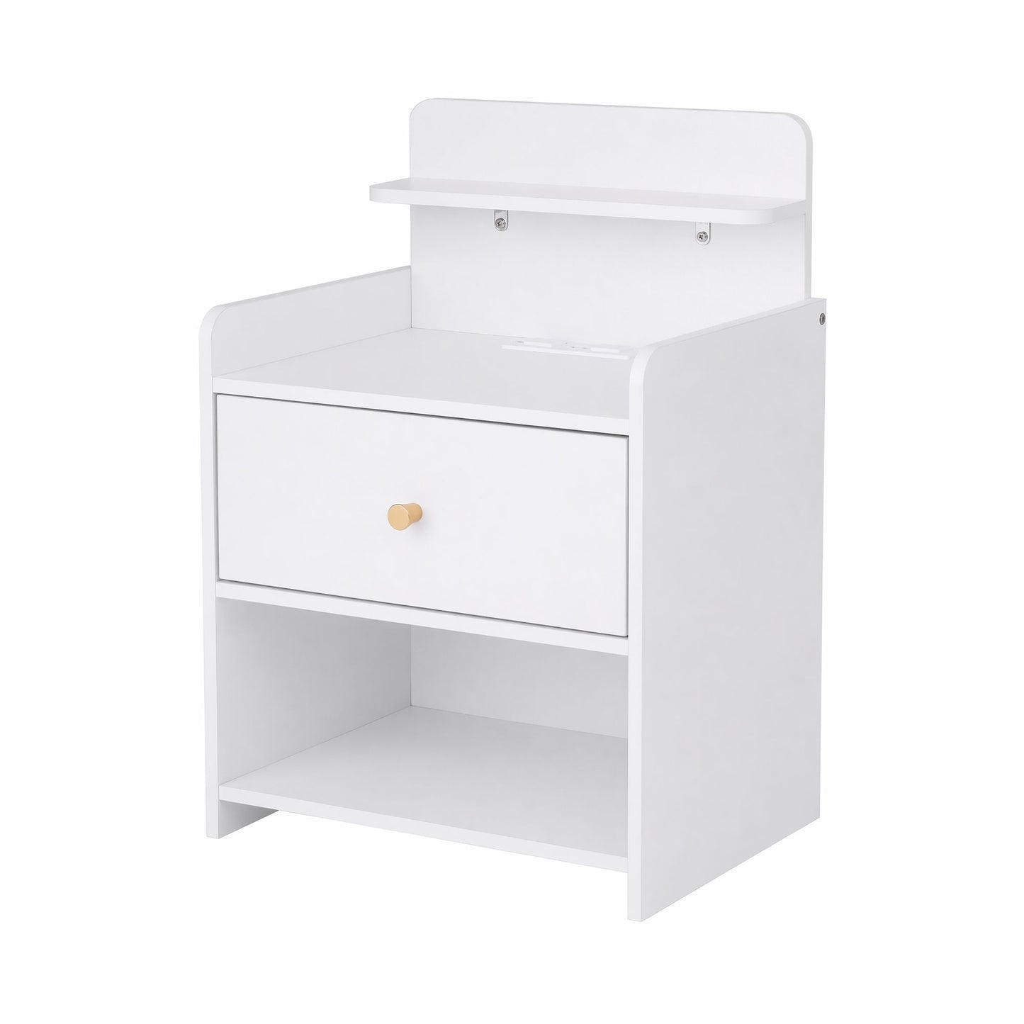 Bedside Table Charging Station Drawer White | HomeAndLiving - 2