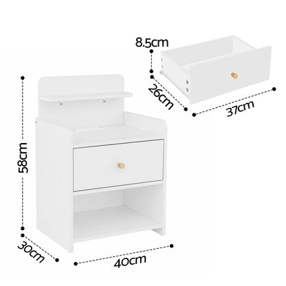 Bedside Table Charging Station Drawer White | HomeAndLiving - 3