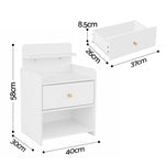 Bedside Table Charging Station Drawer White | HomeAndLiving