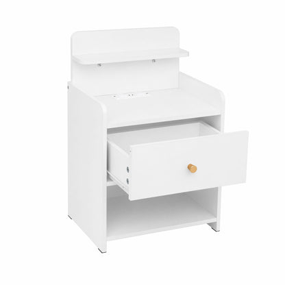 Bedside Table Charging Station Drawer White | HomeAndLiving - 4