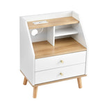 Bedside Table 2 Drawers Charging Station | HomeAndLiving