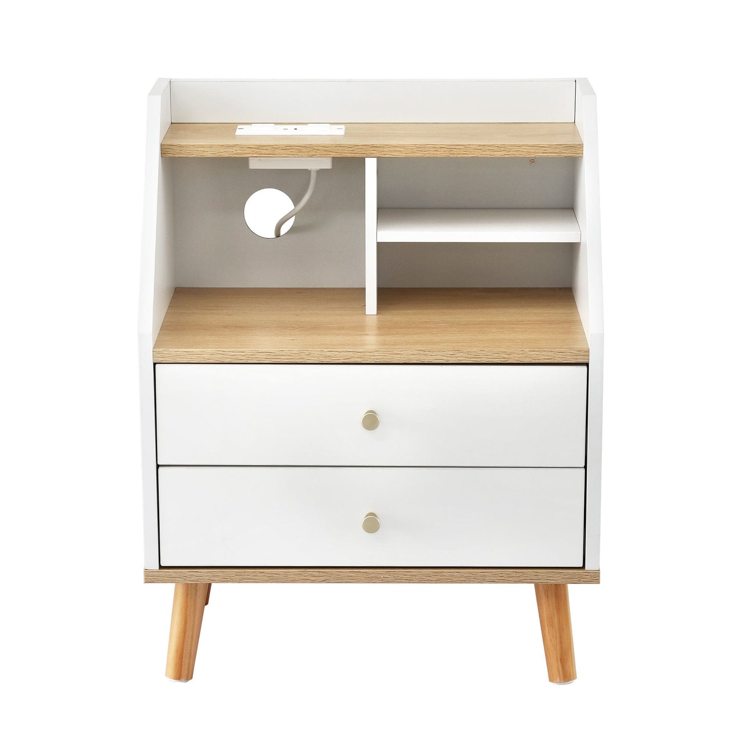Bedside Table 2 Drawers Charging Station | HomeAndLiving - 5