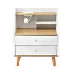 Bedside Table 2 Drawers Charging Station | HomeAndLiving