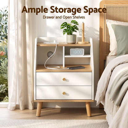 Bedside Table 2 Drawers Charging Station | HomeAndLiving - 6