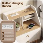 Bedside Table 2 Drawers Charging Station | HomeAndLiving
