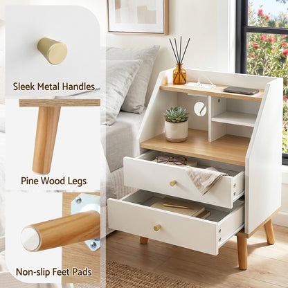 Bedside Table 2 Drawers Charging Station | HomeAndLiving - 8