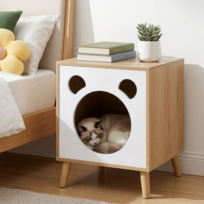 Cat Nest Bedside Table Solid Wood Legs | HomeAndLiving