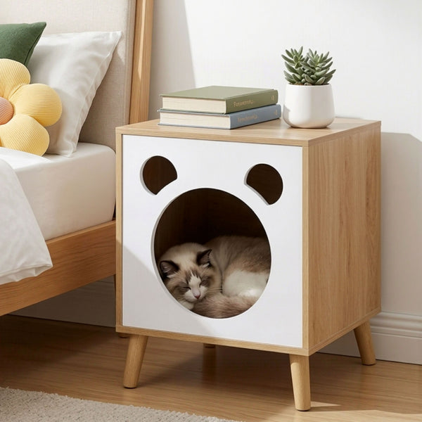  Cat Nest Bedside Table Solid Wood Legs | HomeAndLiving
