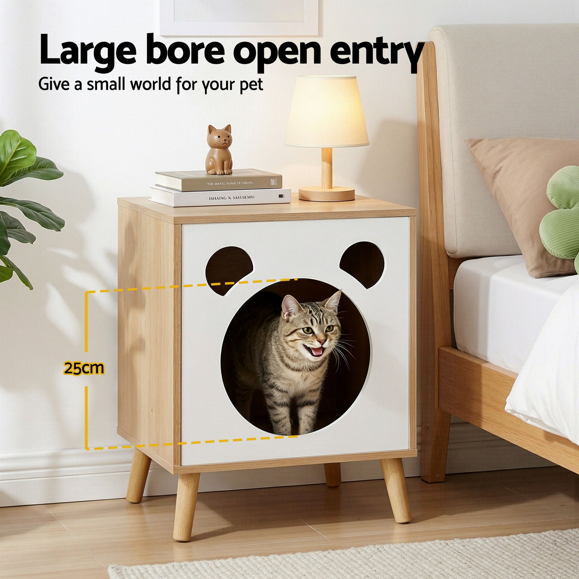 Cat Nest Bedside Table Solid Wood Legs | HomeAndLiving - 4
