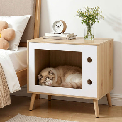 Cat Nest Bedside Table Solid Wood 60cm | Home & Living