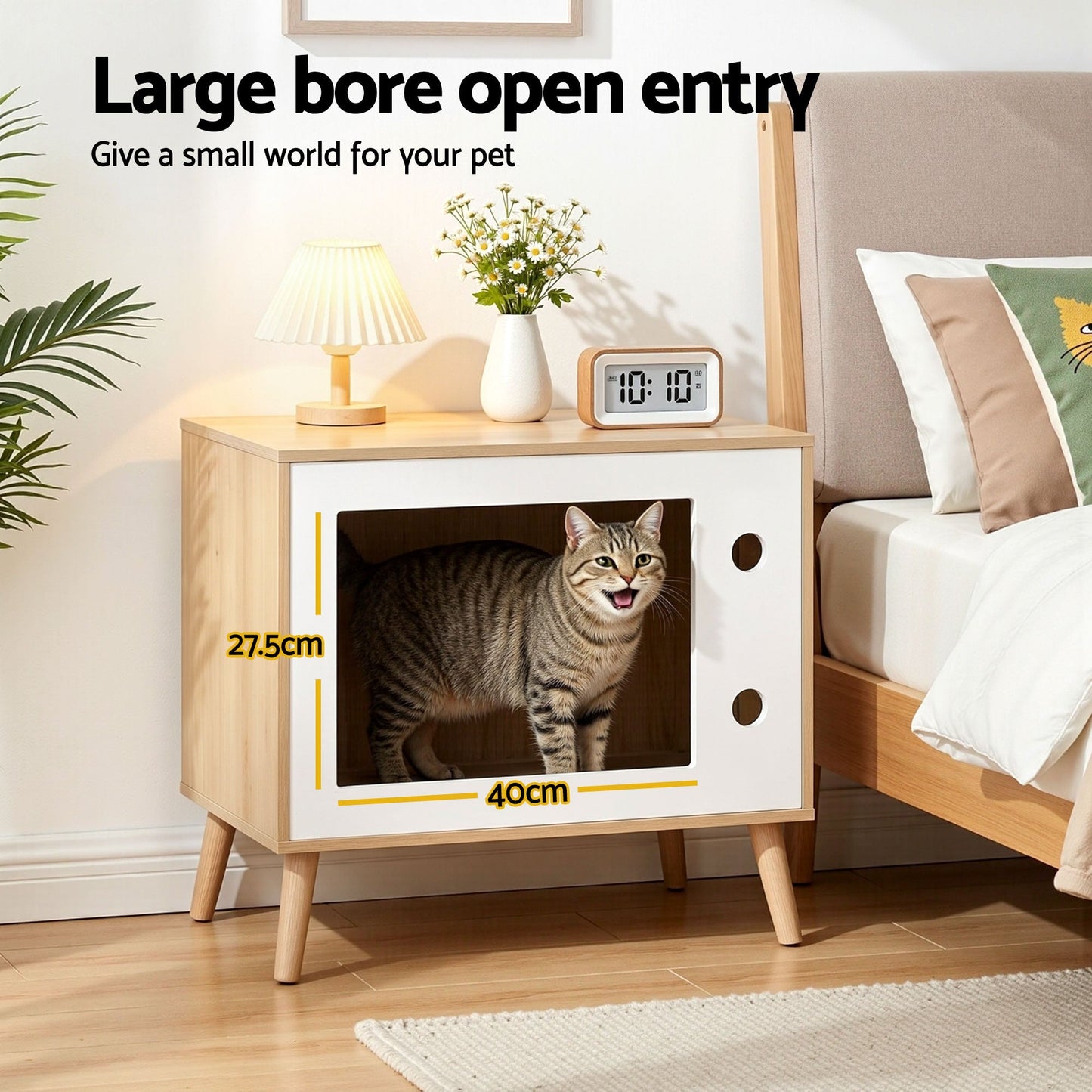 Cat Nest Bedside Table Solid Wood 60cm | Home & Living - 4