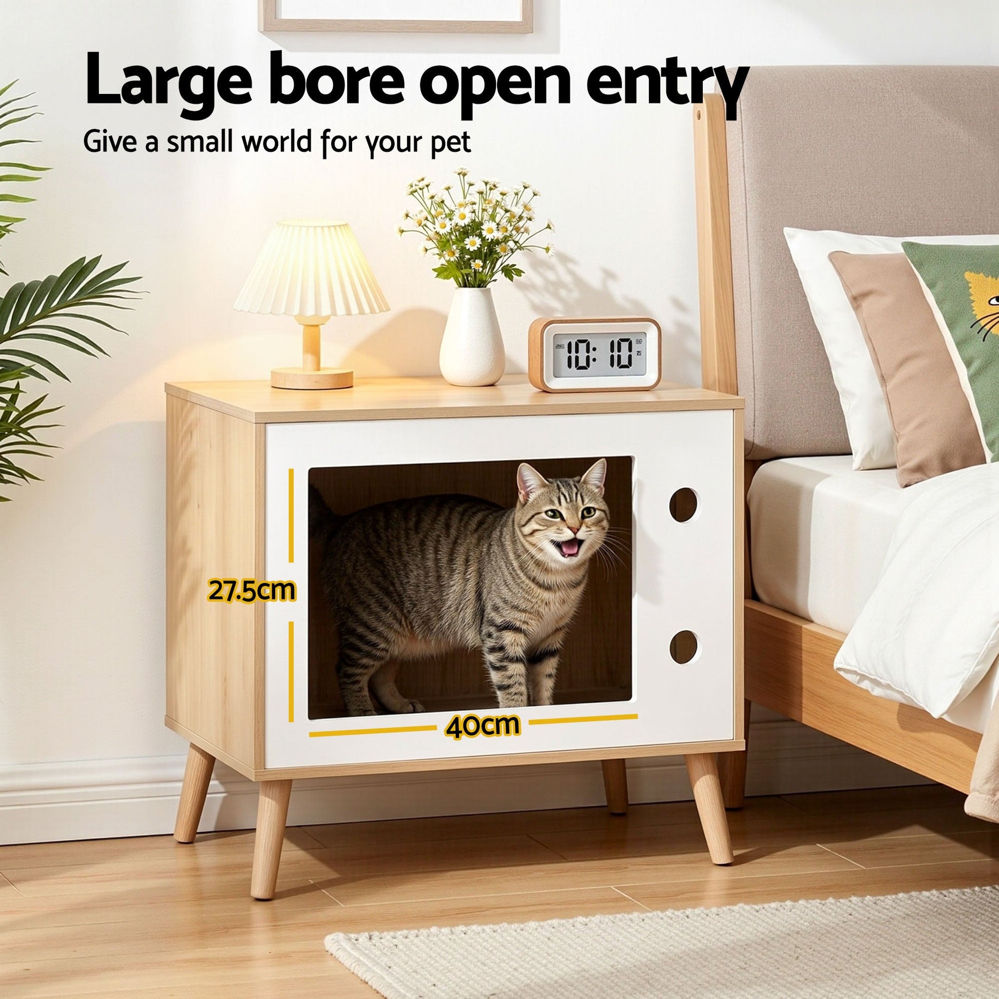 Cat Nest Bedside Table Solid Wood 60cm | Home & Living - 4
