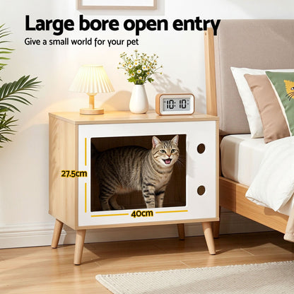 Cat Nest Bedside Table Solid Wood 60cm | Home & Living - 4