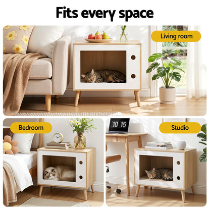 Cat Nest Bedside Table Solid Wood 60cm | Home & Living - 6