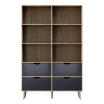 Bookshelf With 4 Drawers - Mitzi Oak And Blue
