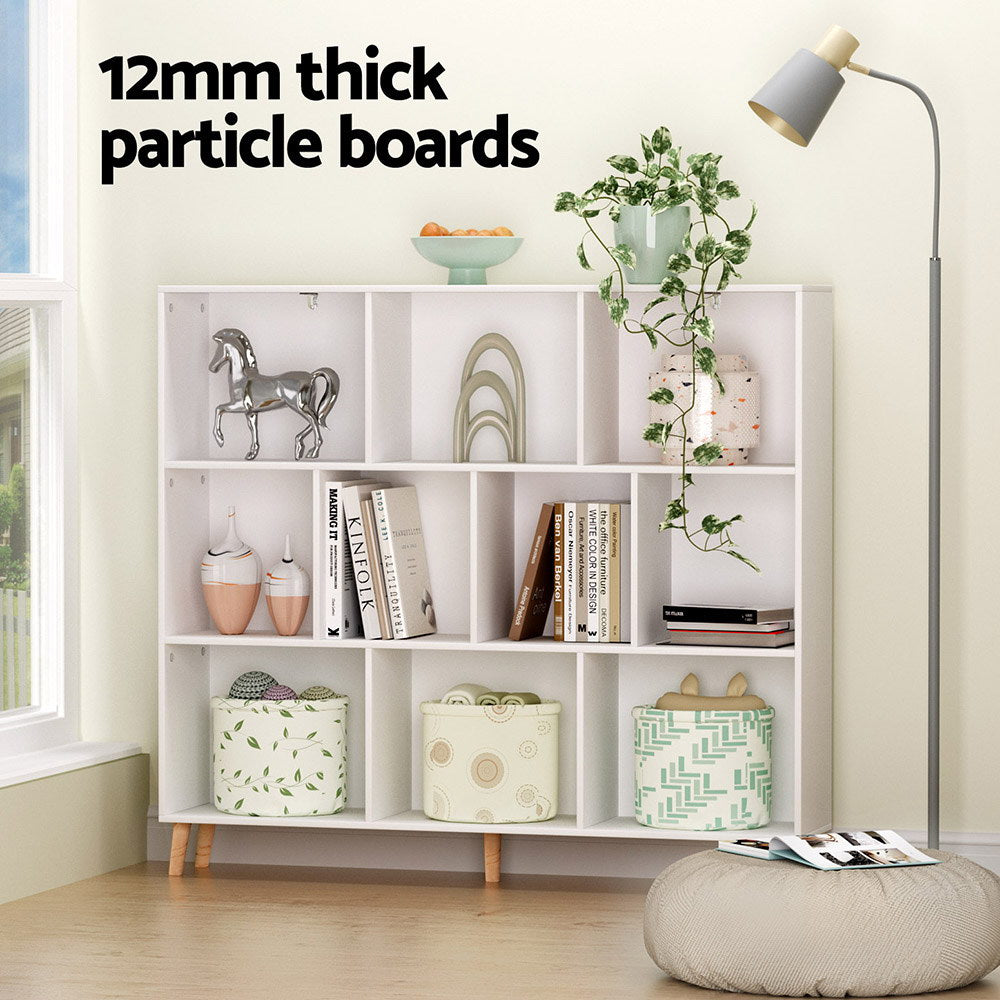 Bookshelf 3 Tiers 10 Cubes - Cora White