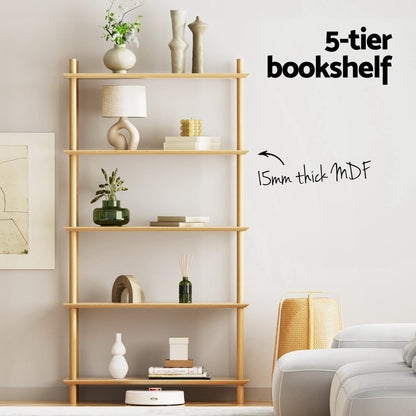 5 Tier Wooden Bookcase Shelf 80x30x150cm