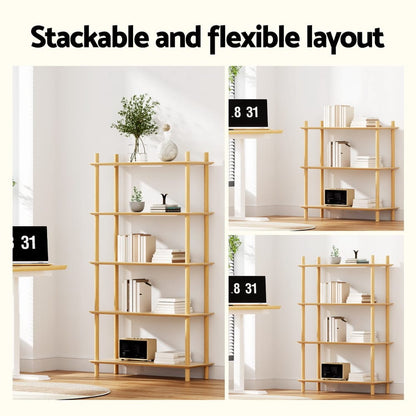 5 Tier Wooden Bookcase Shelf 80x30x150cm
