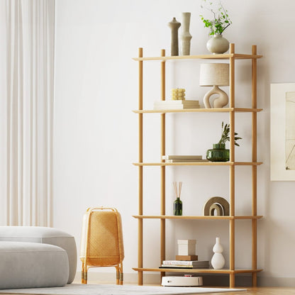 5 Tier Wooden Bookcase Shelf 80x30x150cm