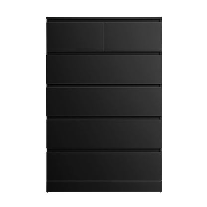 Tallboy Chest Black 6 Drawers 80x40x121cm