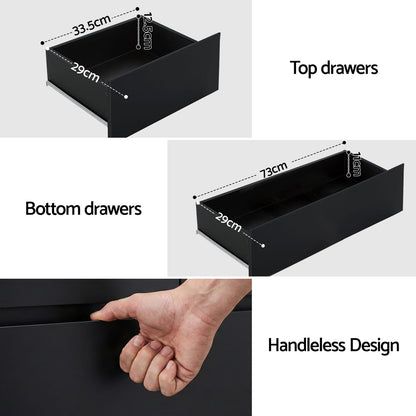 Tallboy Chest Black 6 Drawers 80x40x121cm