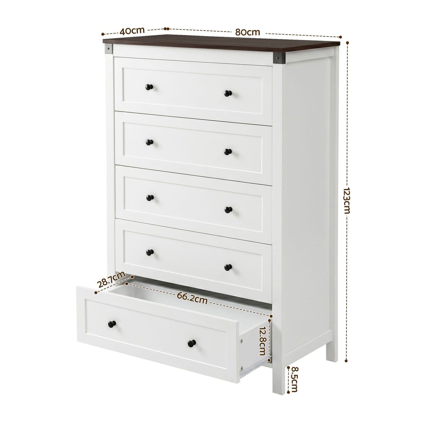 Tallboy Storage White Walnut 80x40x123cm