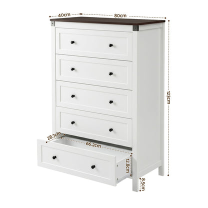 Tallboy Storage White Walnut 80x40x123cm