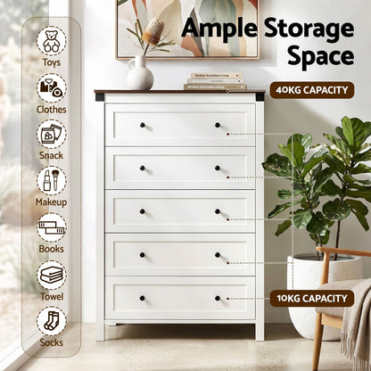 Tallboy Storage White Walnut 80x40x123cm